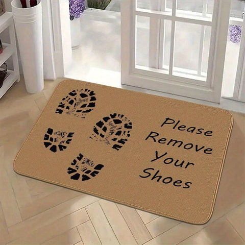 1pc Shoe Removal Mat With Printed Design, Made Of Polyester Fiber, Suitable For Home Use In The Kitchen, Bedroom, Living Room, And Bathroom. It Is Absorbent, Non-Slip, And Machine Washable, Serving Multiple Purposes